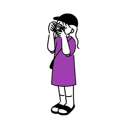 カメラを構える女性イラスト